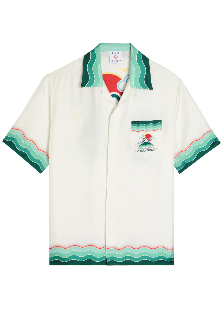 Casablanca Montagne Ondulee Printed Silk-twill Shirt – Pink – M Casablanca Montagne Ondulee Printed Silk-twill Shirt – Pink – M