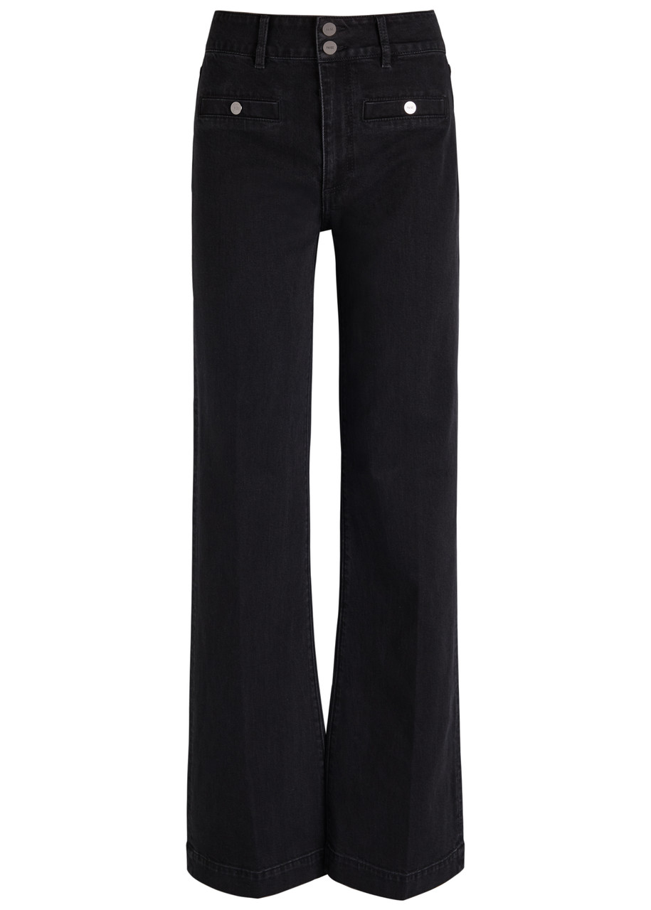 Paige Leenah Slim Wide-leg Jeans In Black