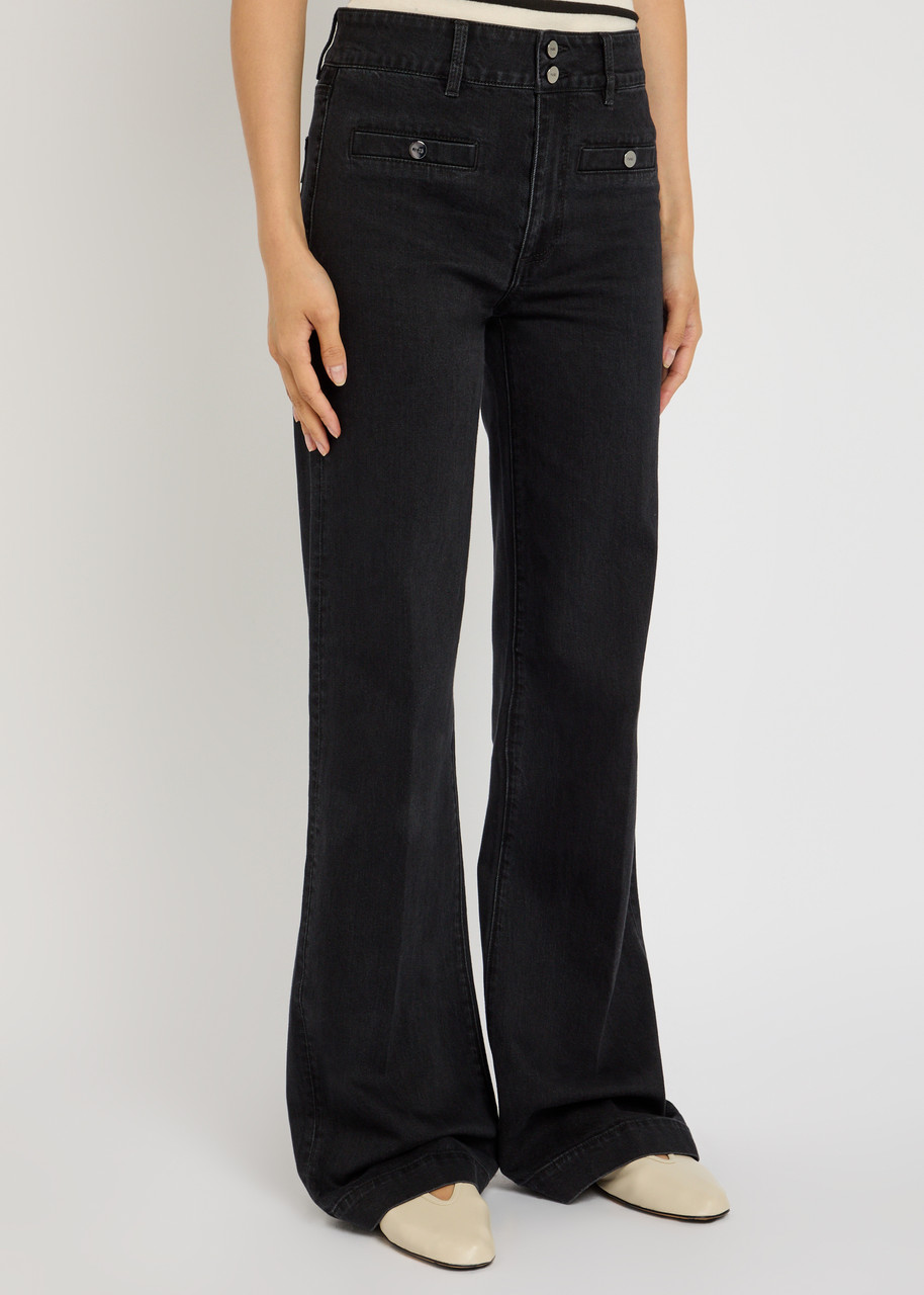 Paige Leenah Slim Wide-leg Jeans In Black