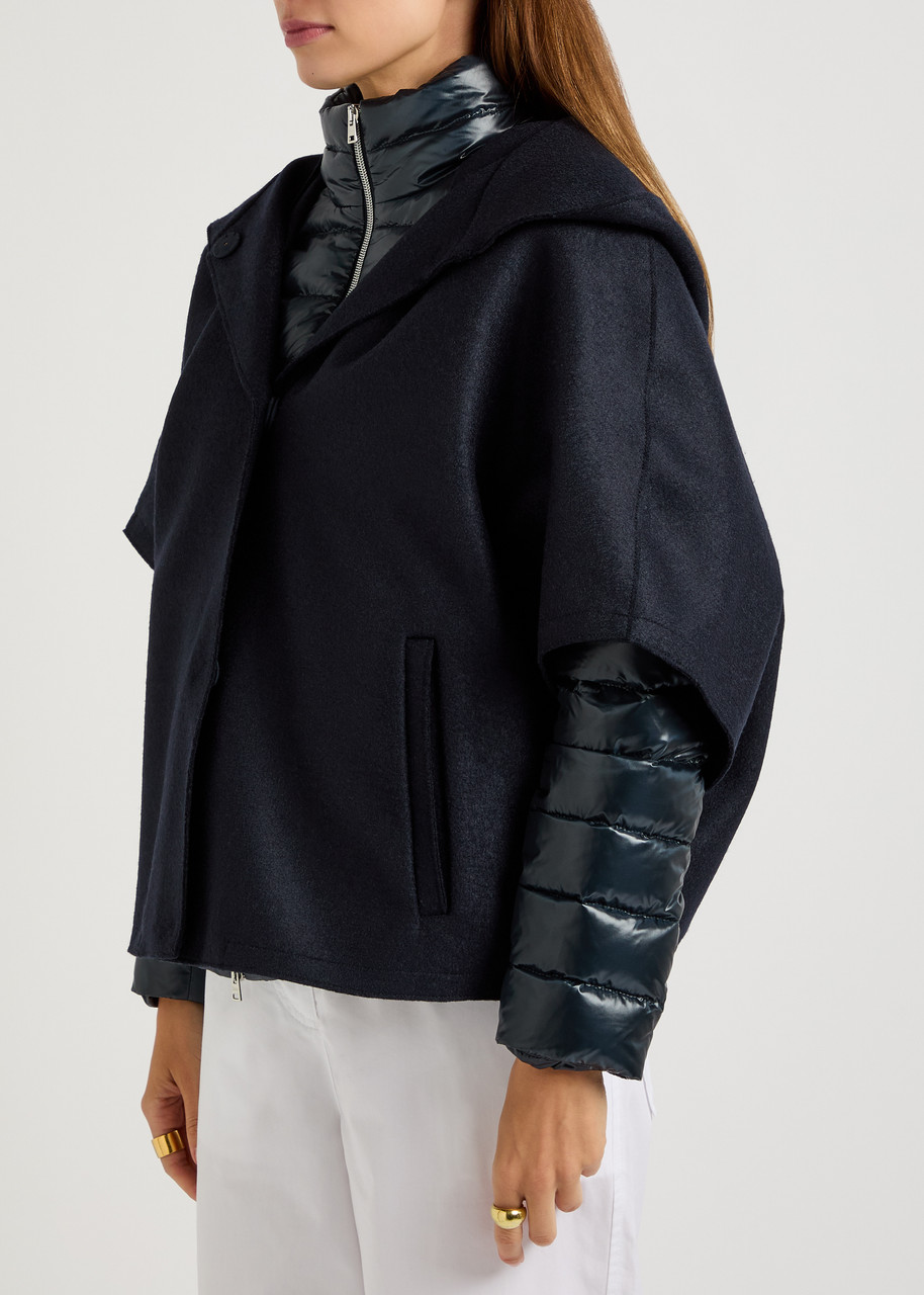Herno Layered Quilted Shell And Wool Jacket In Gold