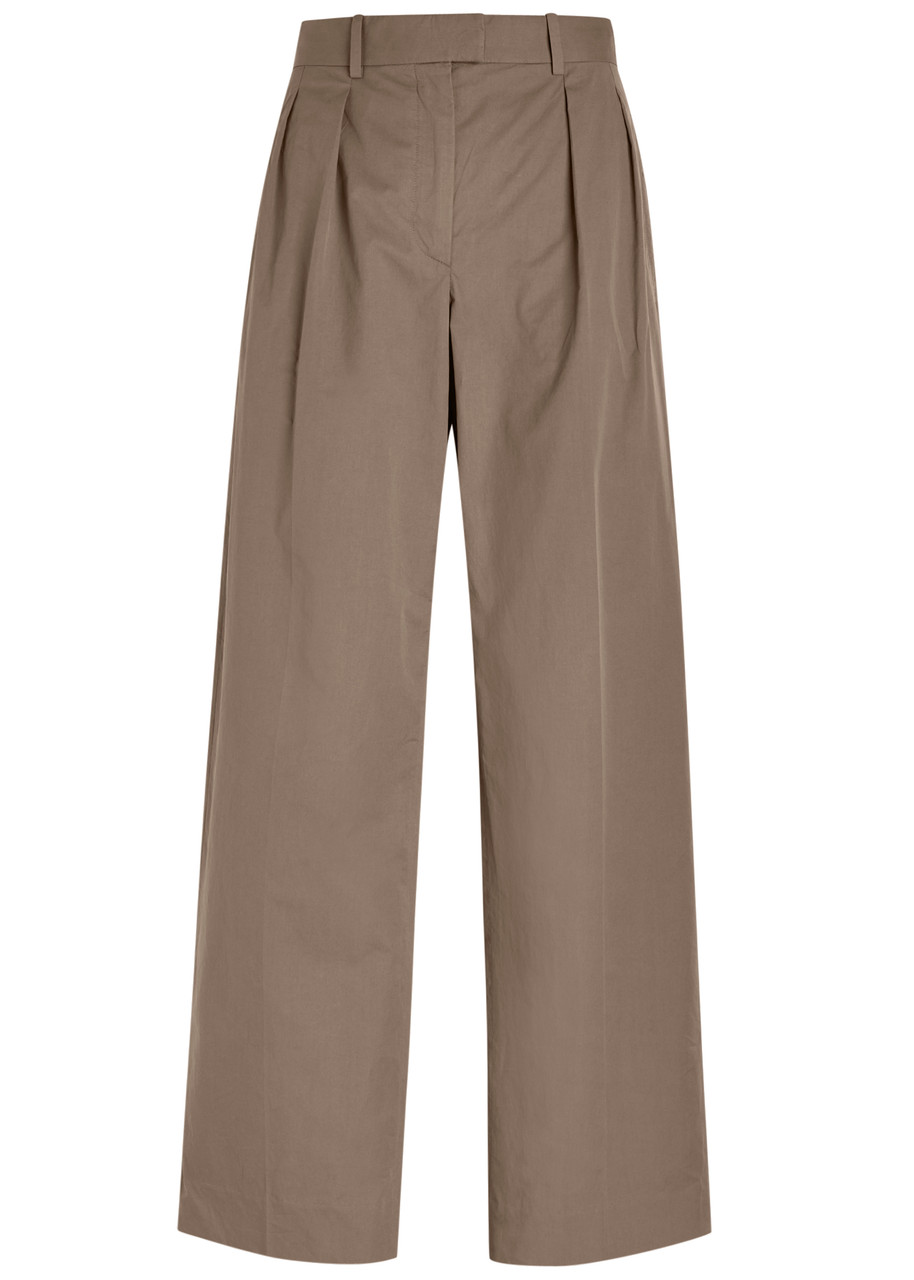 The Row Alfidis Pleated Cotton-poplin Trousers In Gray