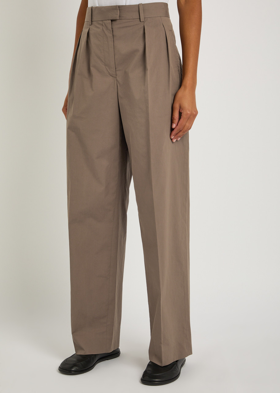 The Row Alfidis Pleated Cotton-poplin Trousers In Gray
