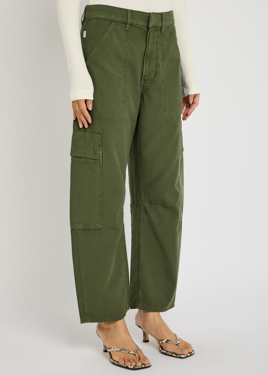 Citizen Of Humanity Citizens Of Humanity Marcelle Low Slung Cotton Cargo Trousers In Green