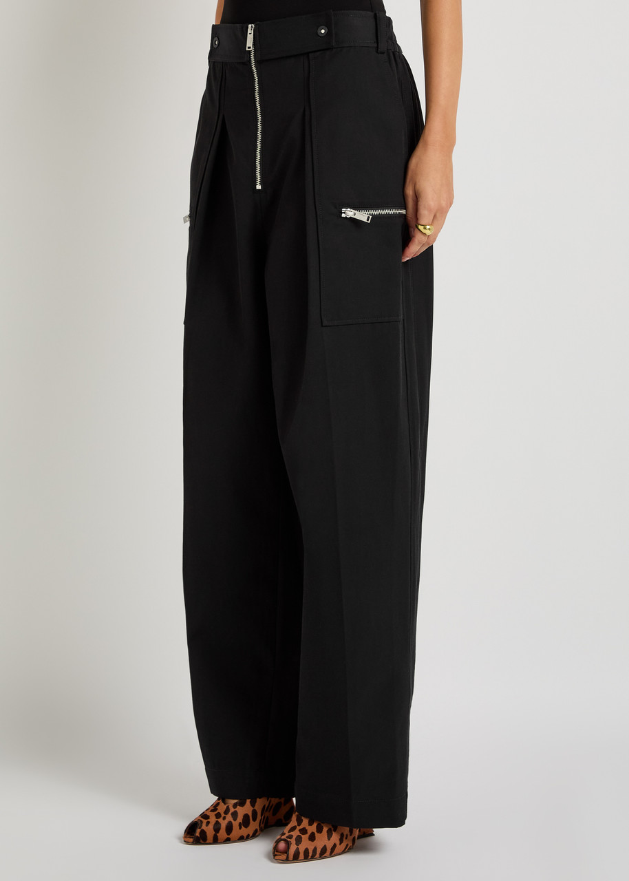 3.1 Phillip Lim Womens Wide-leg Zipper Cotton-blend Trousers Black In Black
