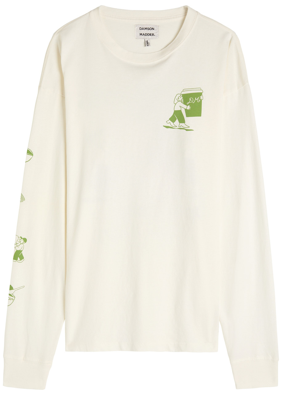 Damson Madder Matcha Moment Printed Cotton T-shirt - White - 10 (UK10 / S)