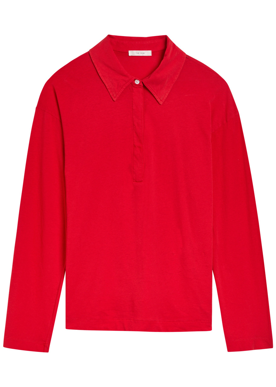 The Row Roddie Brushed Cotton-jersey Polo Shirt In Black