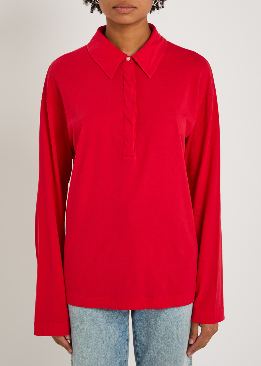 The Row Roddie Brushed Cotton-jersey Polo Shirt In Black
