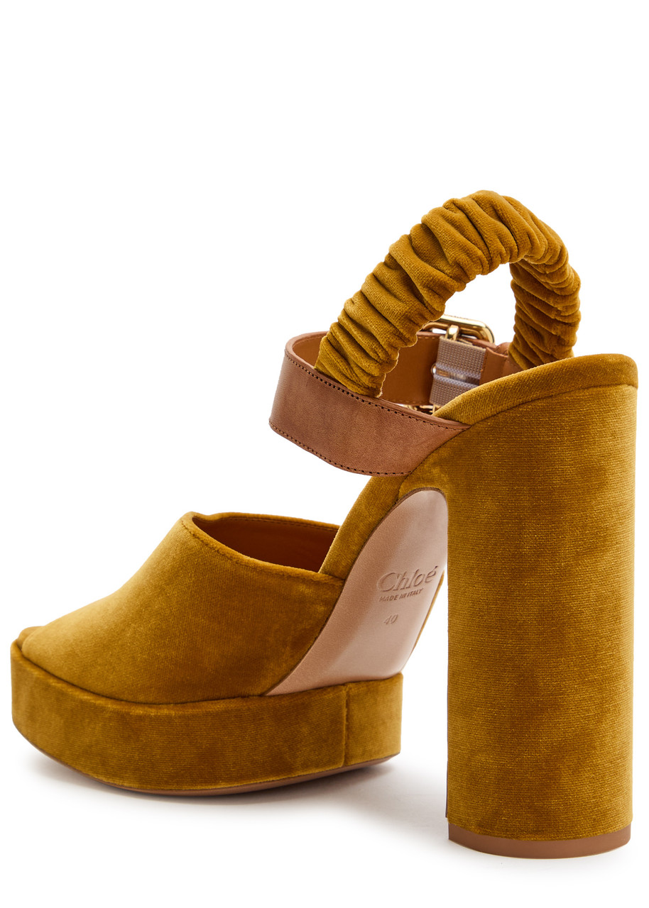 Chloé Chloe Aria Suede Platform Sandals In Gold