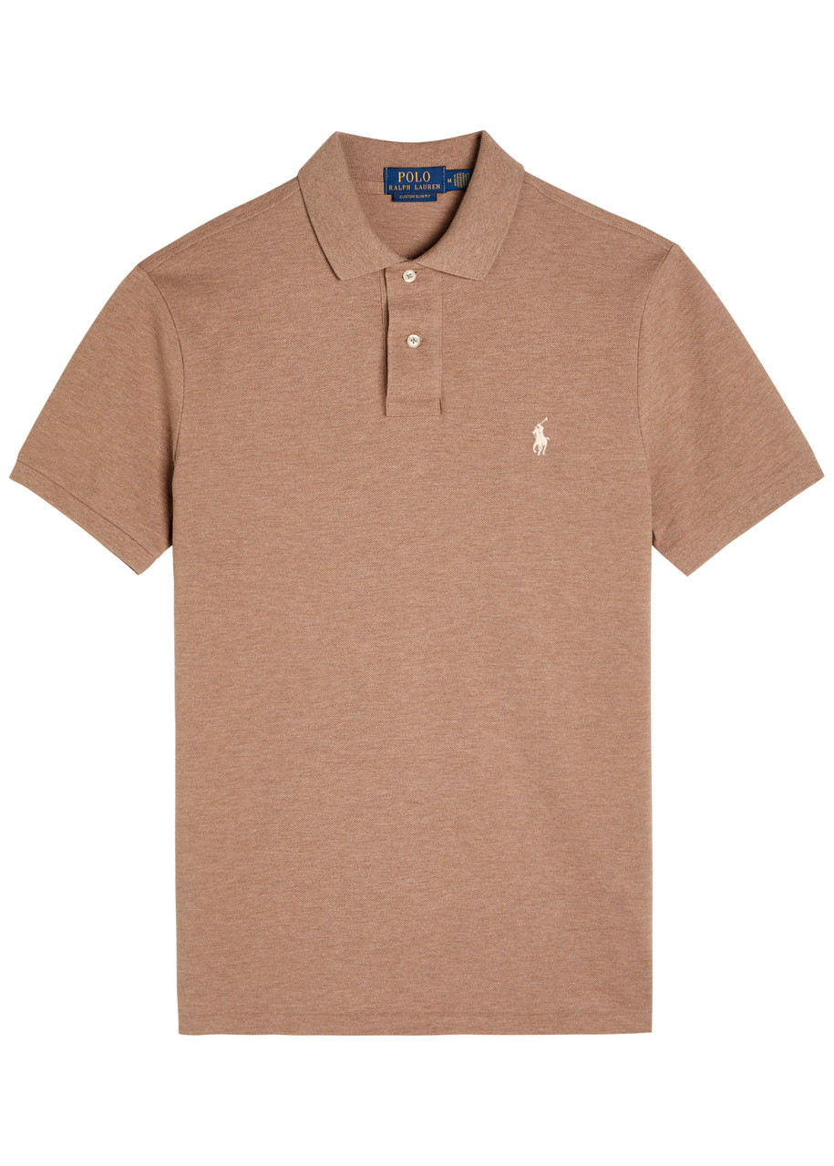 Polo Ralph Lauren Logo-embroidered Piqué Cotton Polo Shirt In Brown