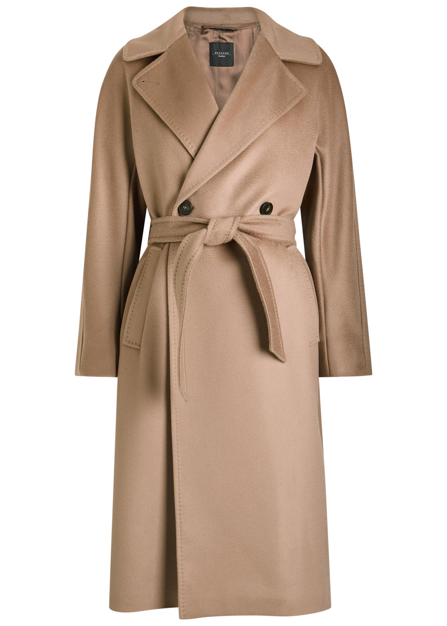 Weekend Max Mara Resina Belted Wool-blend Coat In Brown