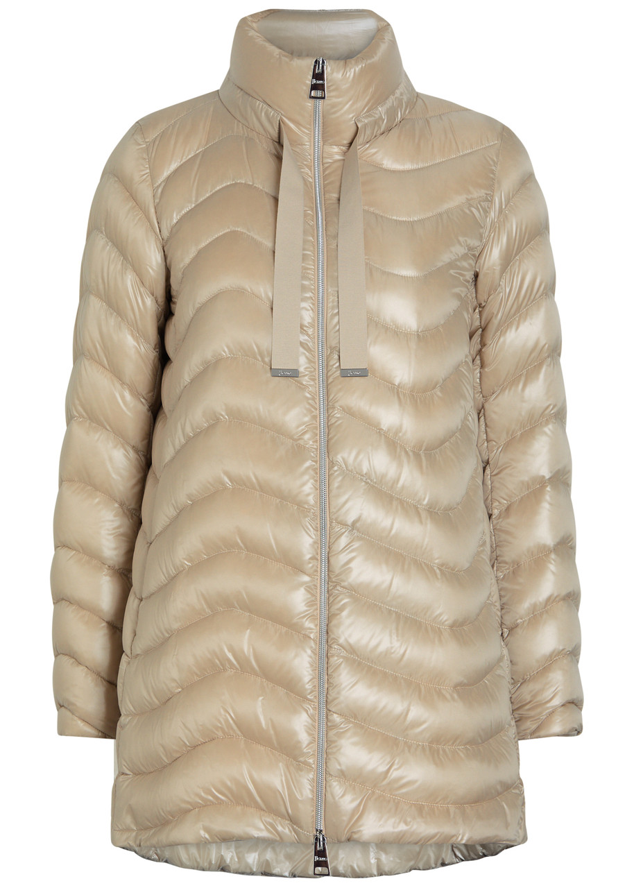 Herno Quilted Glossed Shell Jacket In Neutral