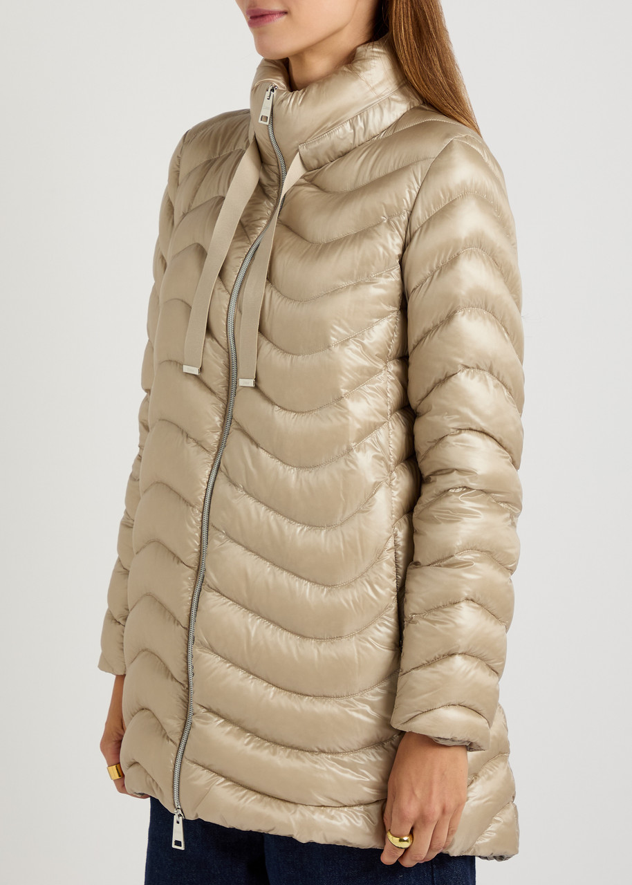  Herno Quilted Glossed Shell Jacket - Beige - 38 (uk6 / Xs) 