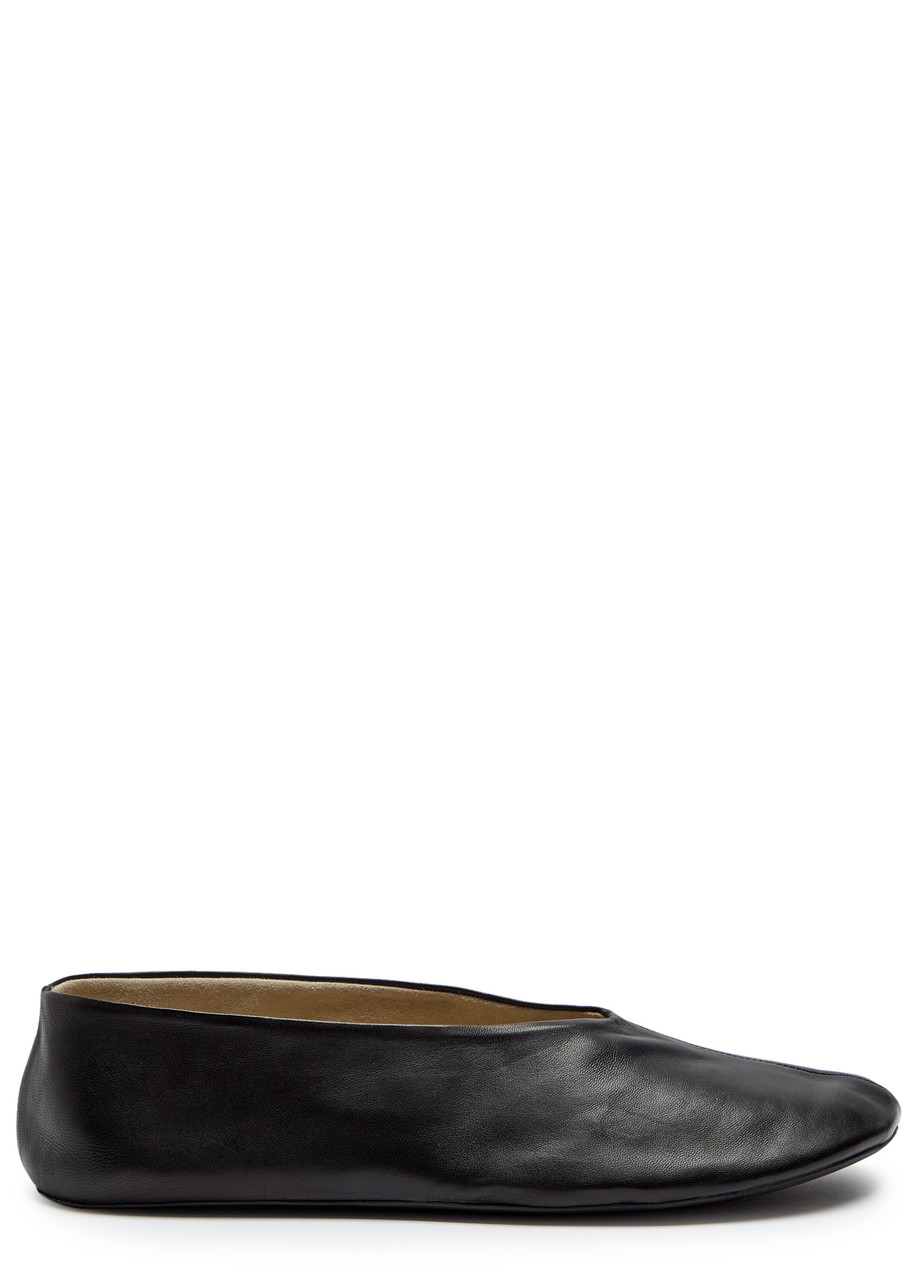 The Row Stella Lambskin Ballerina Slippers In Black