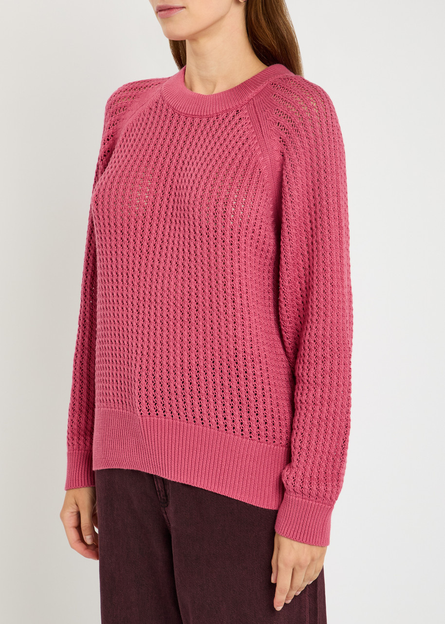 Varley Clay Open Knit Sweater In Red