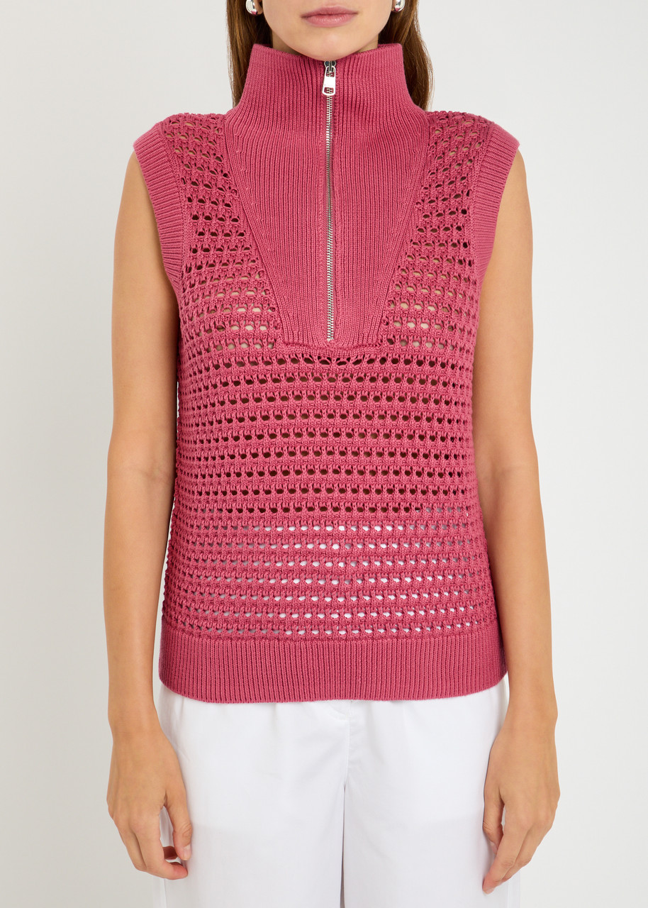 Varley Bains Half Zip Sweater Tank In Pink