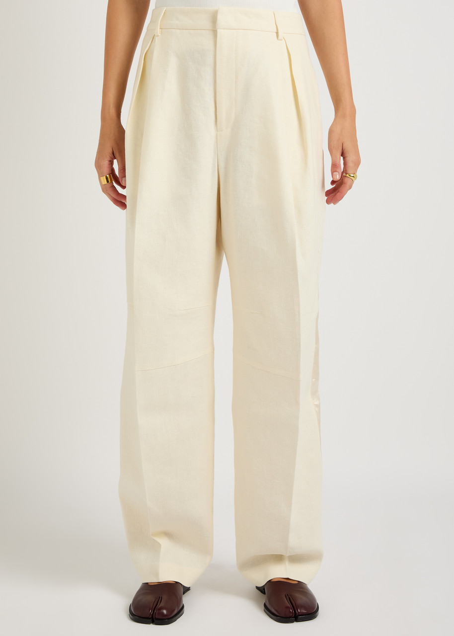 Armarium Ariele Barrel-leg Stretch-linen Trousers In Neutral