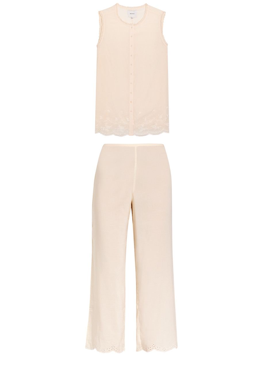 Reformation Willa Cotton-blend Top And Trousers Set In White