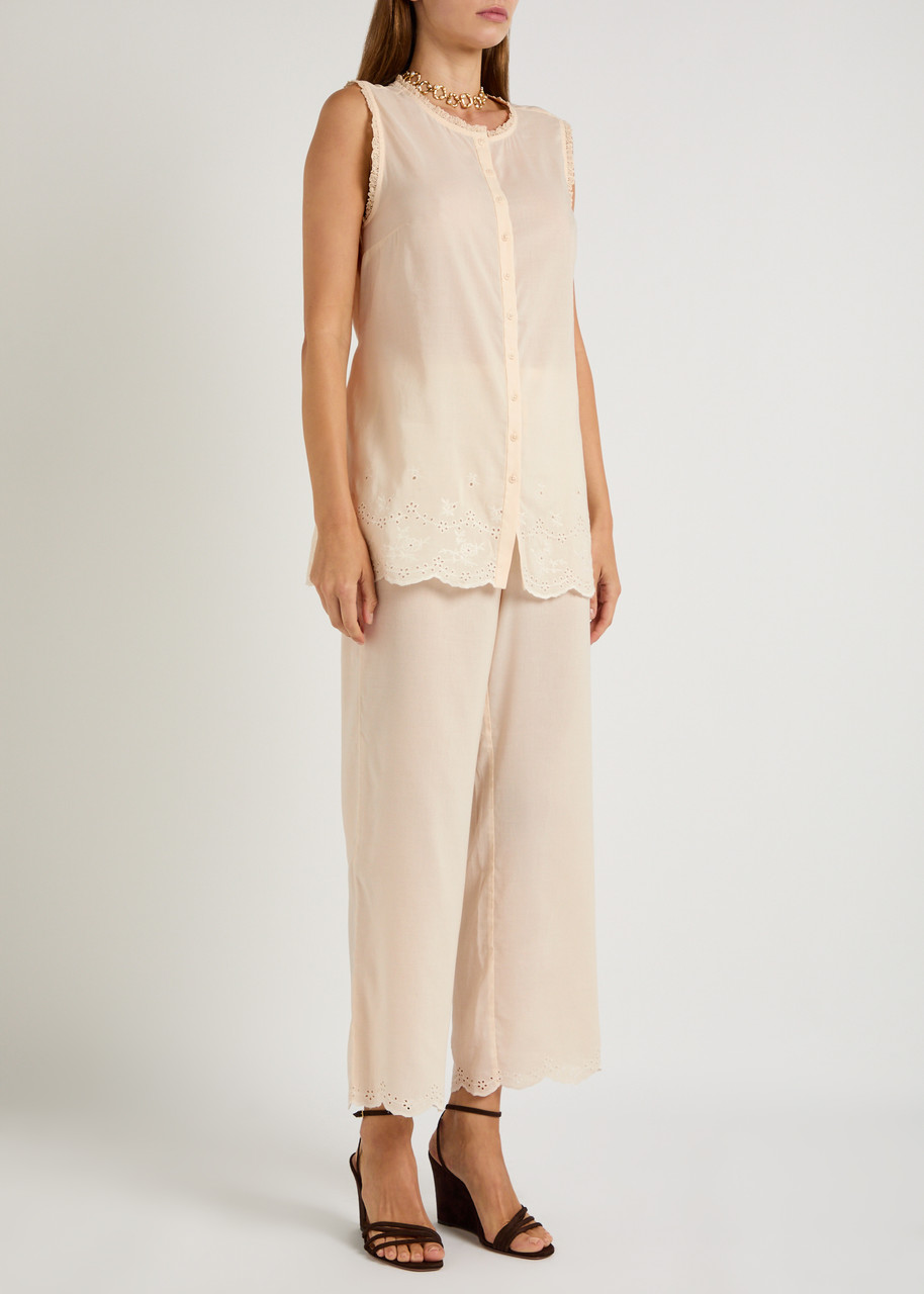 Reformation Willa Cotton-blend Top And Trousers Set In White