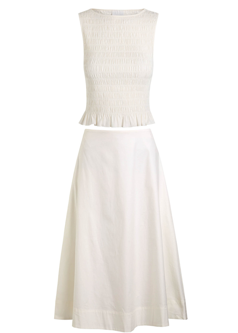 Reformation Laguna Stretch-cotton top and Midi Skirt set - White - 10 (UK14 / L)