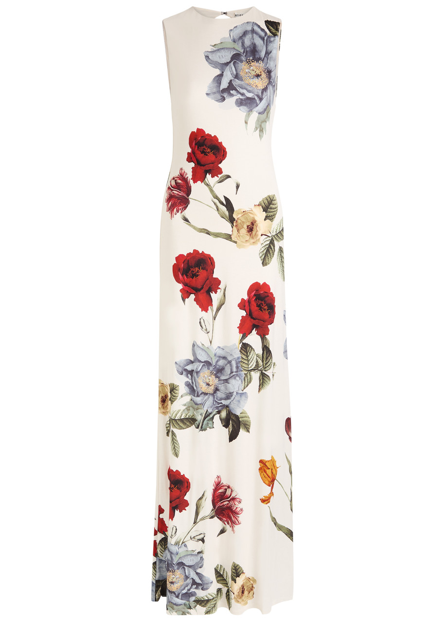 Alice And Olivia Alice + Olivia Delova Floral-print Stretch-jersey Maxi Dress In Multi