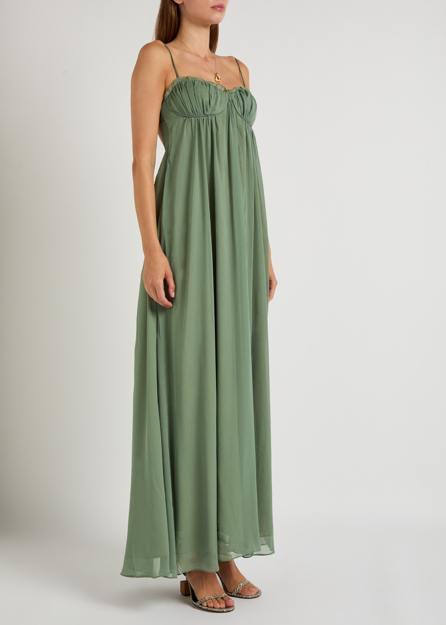 Reformation Cebba Georgette Maxi Dress In Green