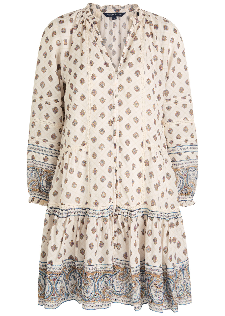 Veronica Beard Belissa Printed Cotton-blend Mini Dress In Multi