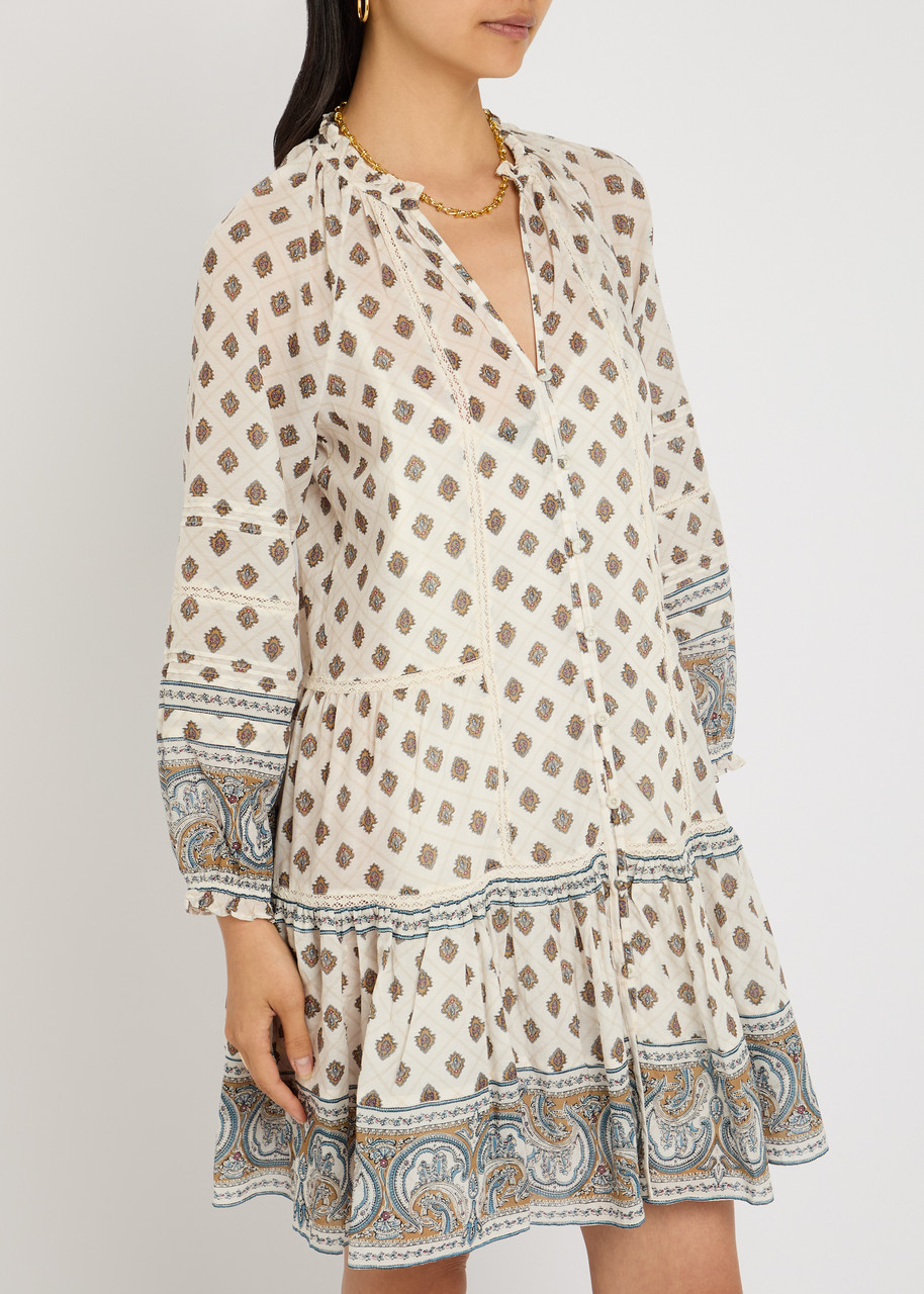 Veronica Beard Belissa Printed Cotton-blend Mini Dress In Multi