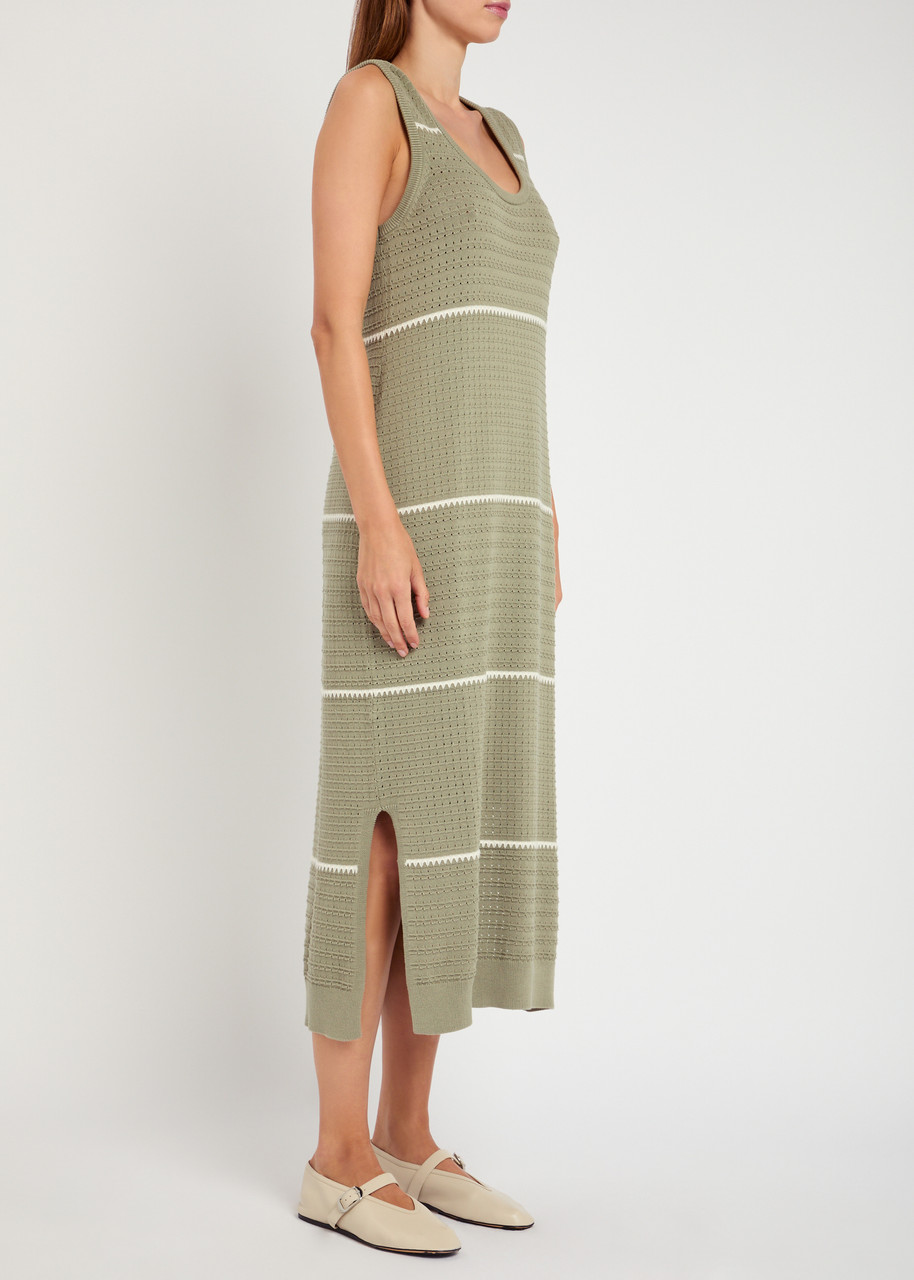 Varley Scott Scoop Neck Knit Midi Dress In Green