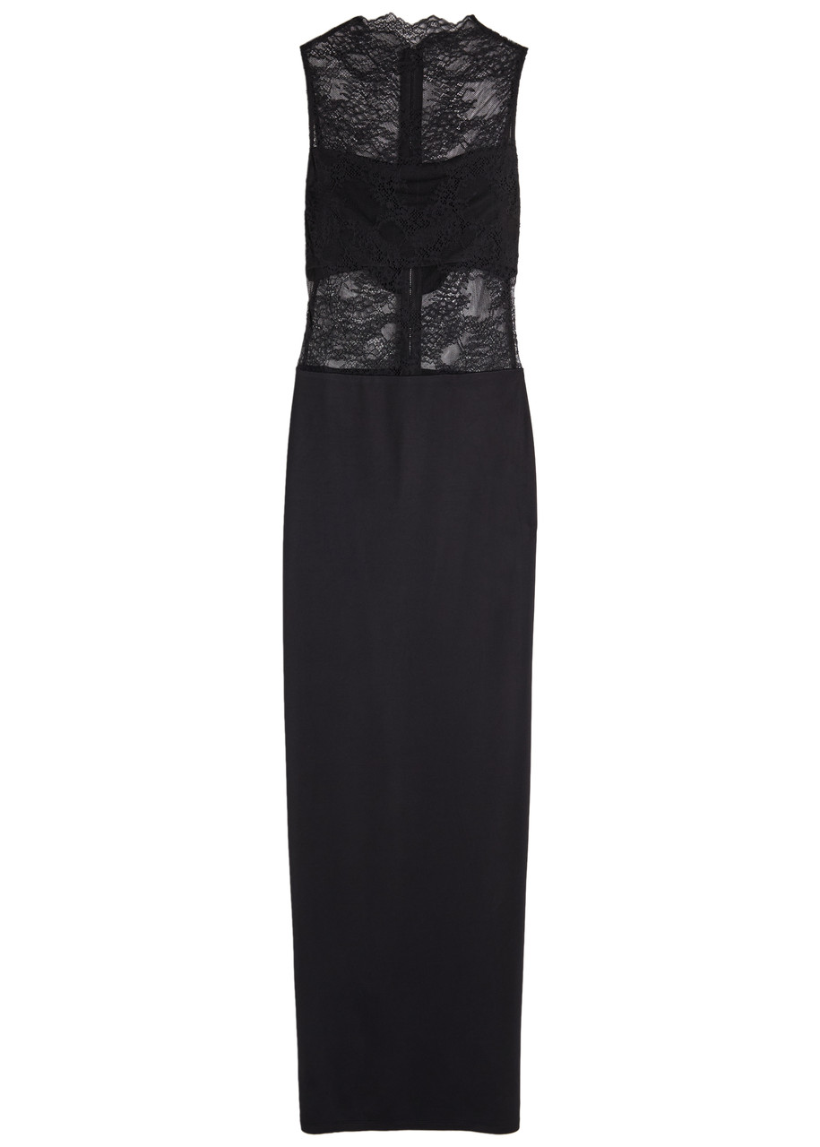 Alice + Olivia Nichol Lace and Satin Maxi Dress - Black - 6 (UK10 / S)