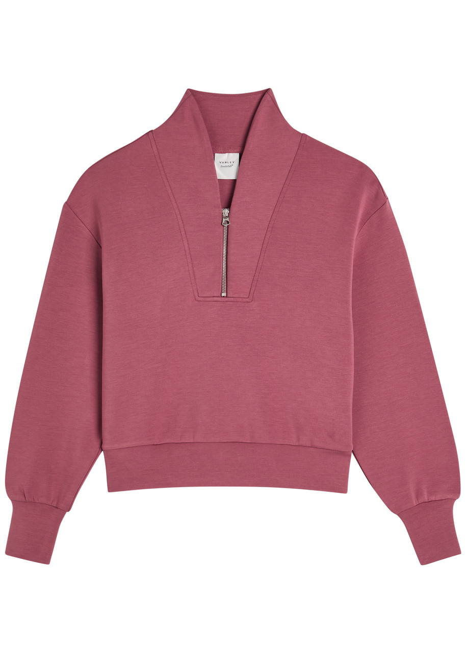 Varley Davidson Half-zip Stretch-jersey Sweatshirt In Pink