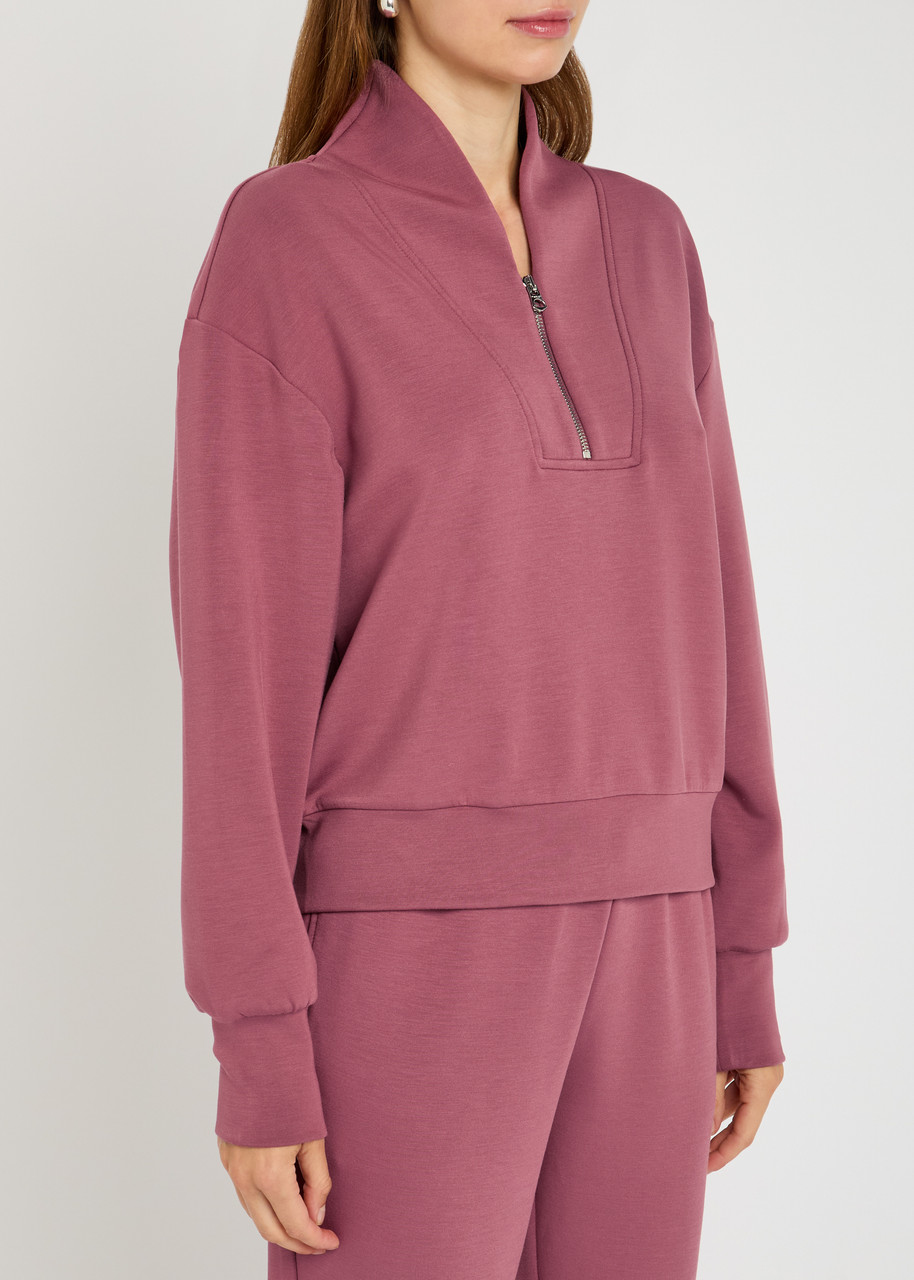 Varley Davidson Half-zip Stretch-jersey Sweatshirt In Pink