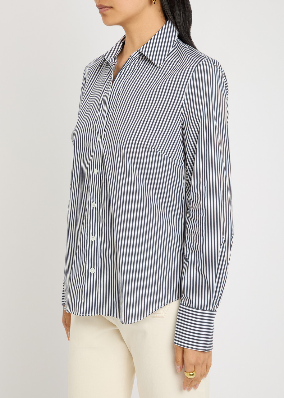 Veronica Beard Amelia Striped Cotton-poplin Shirt In White