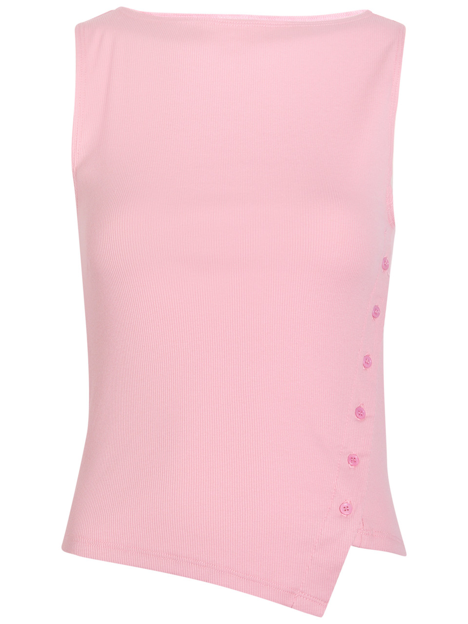 Reformation Hudson Ribbed Asymmetric Stretch-cotton Top In Pink