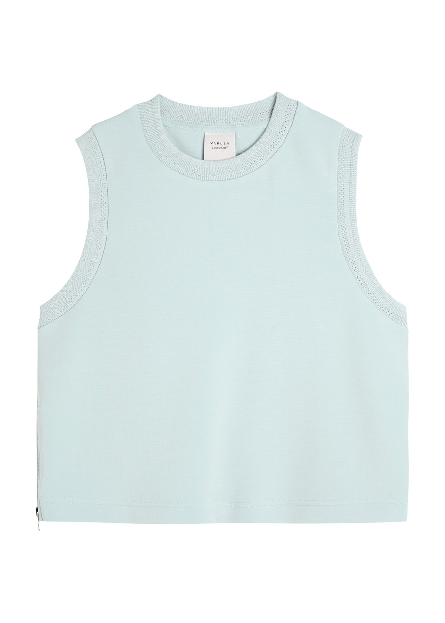 Varley Shea Crop Stretch-jersey Tank In Blue