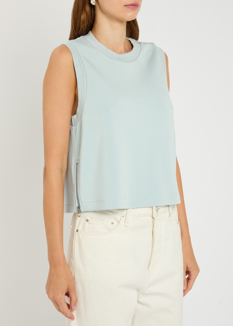 Varley Shea Crop Stretch-jersey Tank In Blue