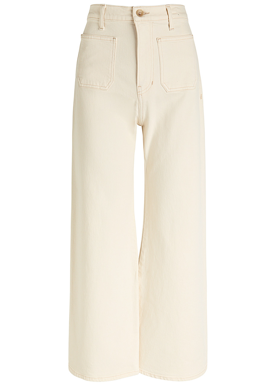 Veronica Beard Grant Crop Wide-leg Jeans - Ecru - W28 (W28 / UK10 / S)