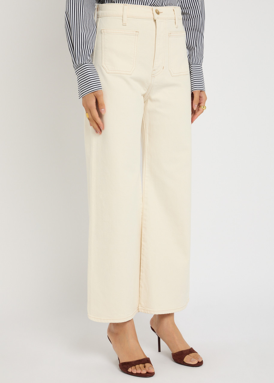 Veronica Beard Grant Crop Wide-leg Jeans In Neutral