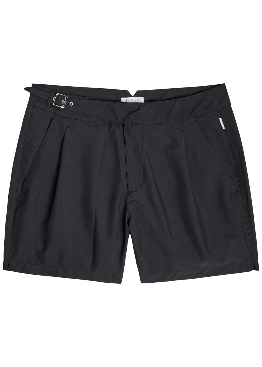 Gusari The London Printed Shell Swim Shorts In Black