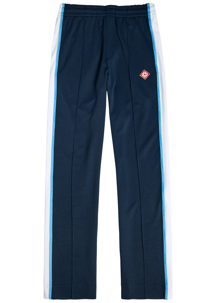 Casablanca Mens Navy / White Striped Embroidered-logo Woven Jogging Bottoms Xl In Multi