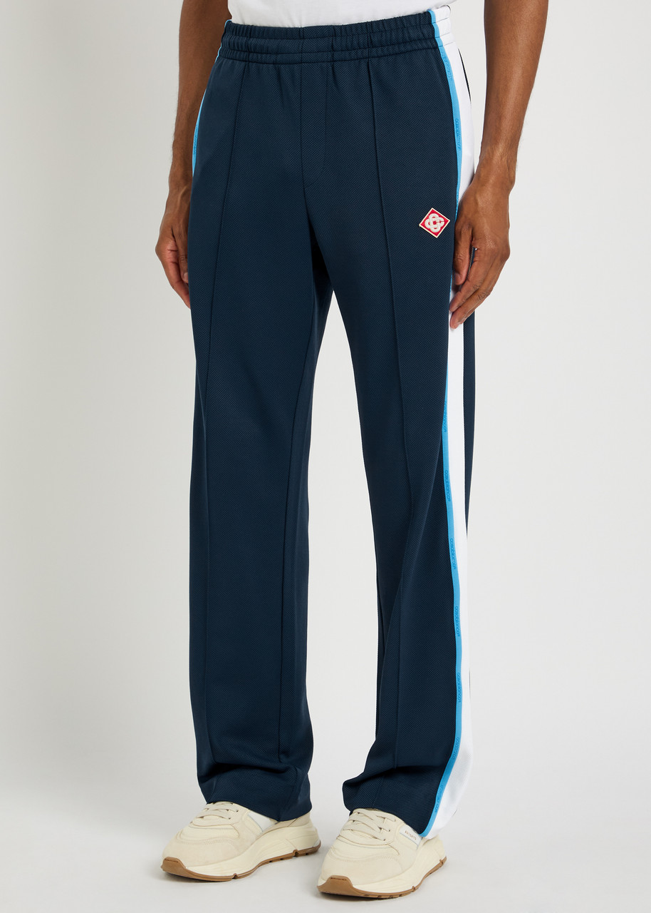Casablanca Mens Navy / White Striped Embroidered-logo Woven Jogging Bottoms Xl In Multi
