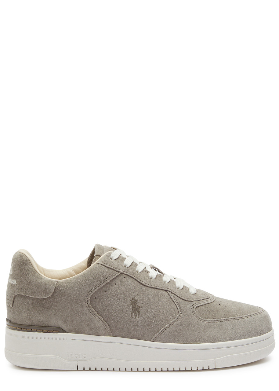 Polo Ralph Lauren Masters Court Panelled Suede Sneakers In Gray