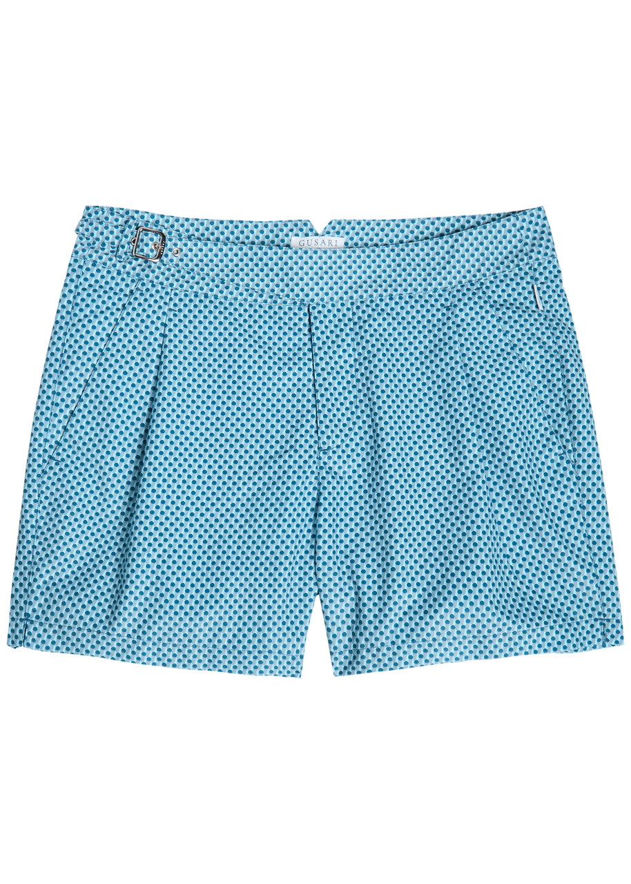 Gusari The London Printed Shell Swim Shorts In Blue