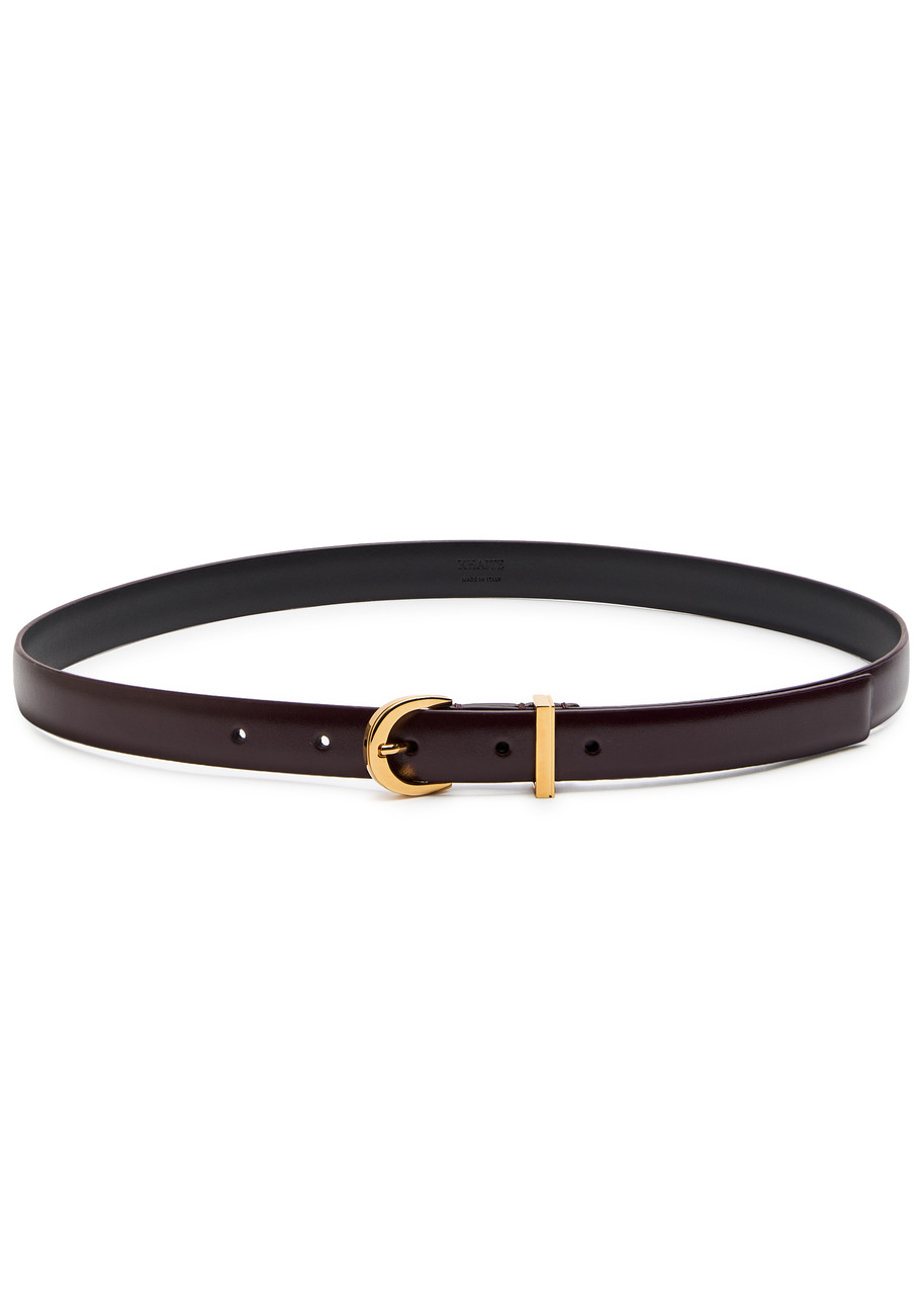 Khaite Luna Leather Belt In Burgundy