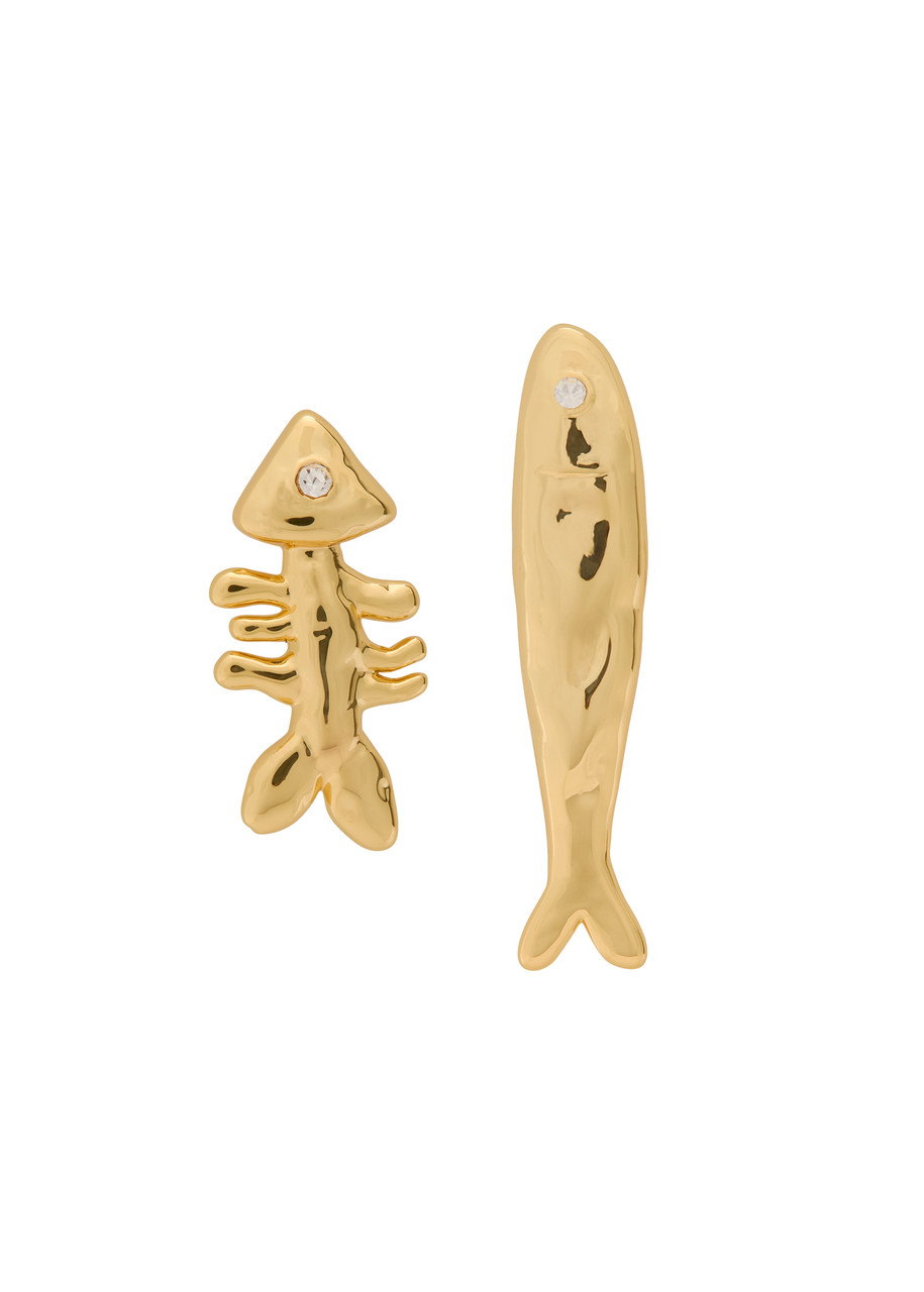 Eliou Sardine And Fishbone 18kt Gold-plated Drop Earrings In Gold
