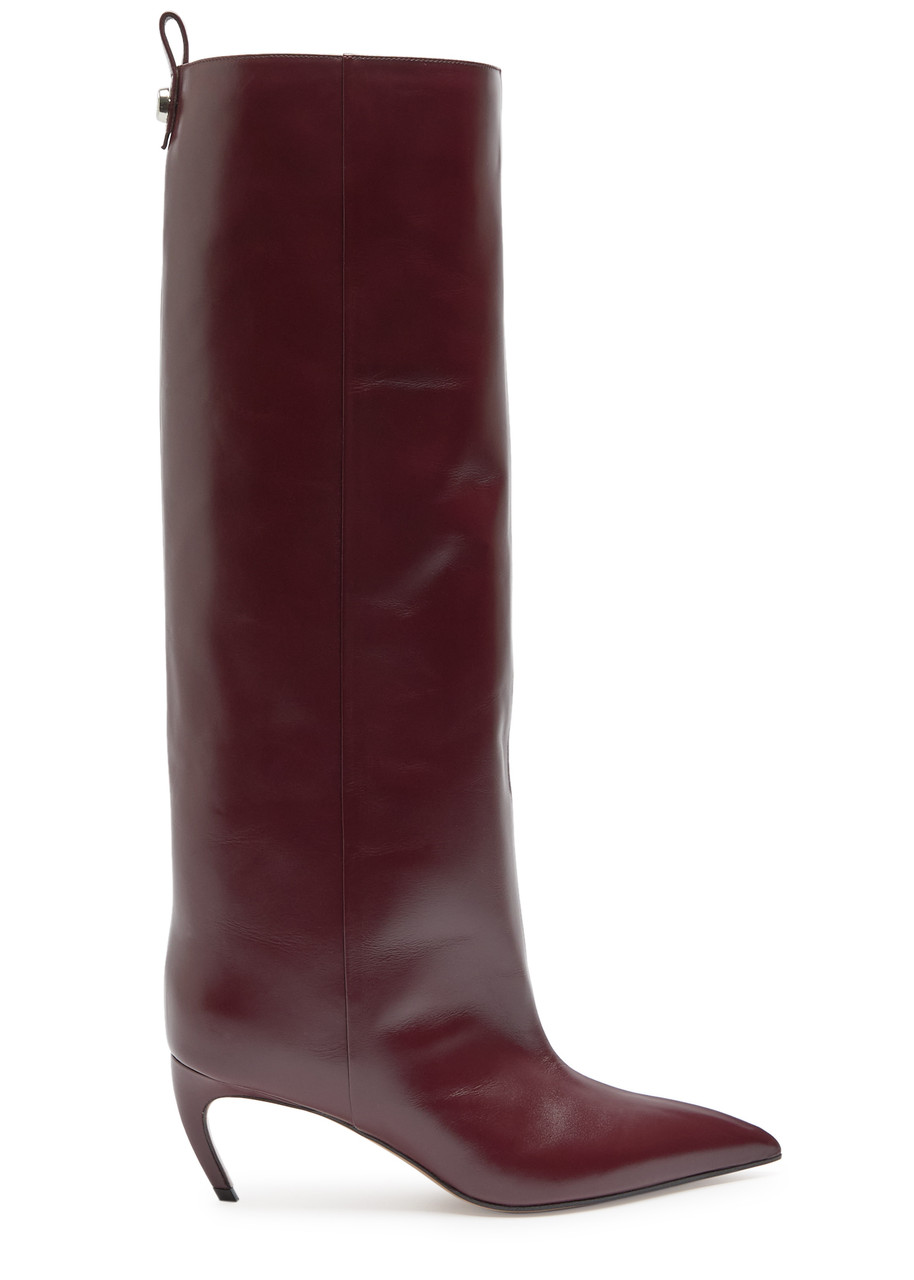 Attico The Lea 65 Leather Knee-high Boots In Burgundy