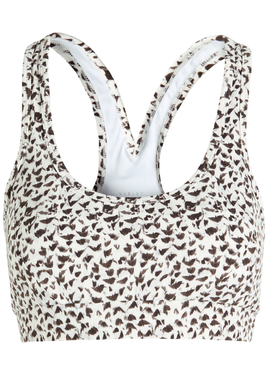 Varley Move Selma Printed Stretch-jersey Bra In Multi
