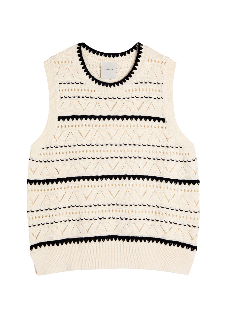 Varley Womens Egret Athena Pointelle Knitted Vest In White
