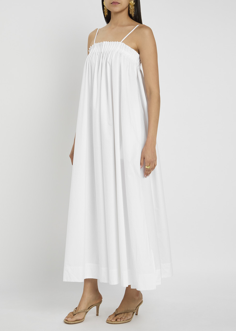 Bec & Bridge Aluca Pintuck Cotton-poplin Maxi Dress In White
