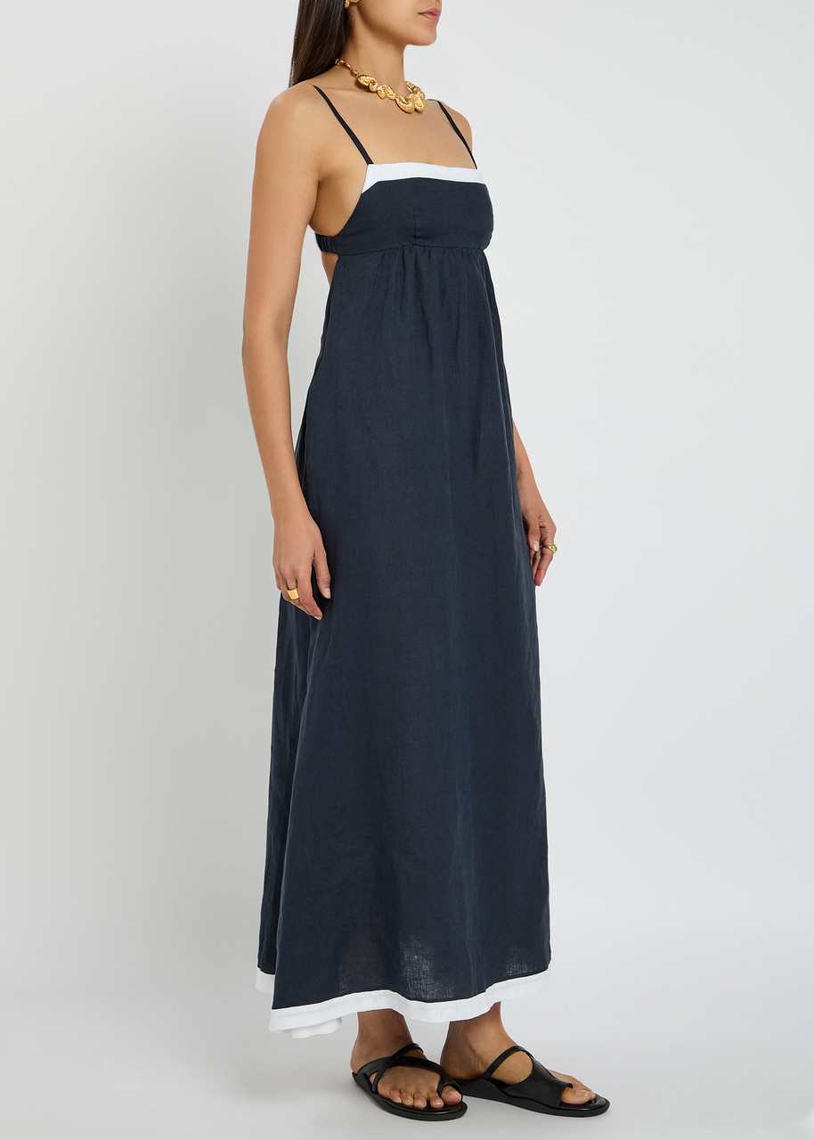 Bec & Bridge Elyce Linen Maxi Dress In Blue