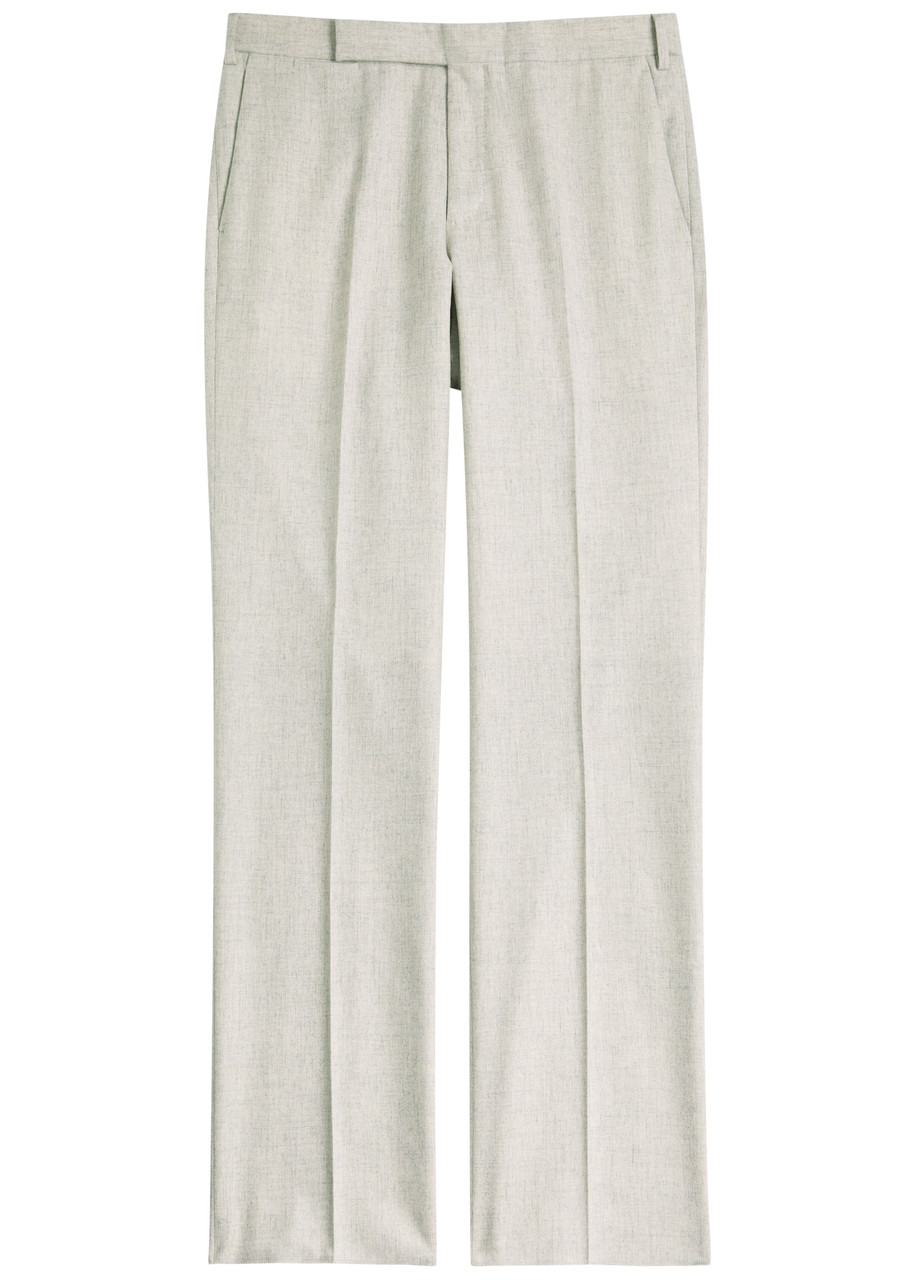 Lardini Wool And Cashmere-blend Trousers In White